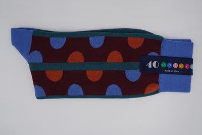 Bild von Socken 'Discontinued Dots on Dark Red' von '40 Colori' aus 80% Baumwolle, 12% Nylon, 8% Elastan