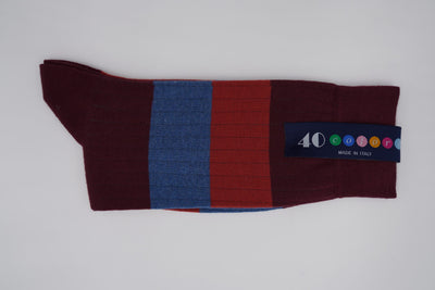 Bild von Socken 'Two Stripes on Dark Red' von '40 Colori' aus 80% Baumwolle, 12% Nylon, 8% Elastan