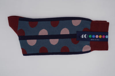 Bild von Socken 'Discontinued Dots on Dark Blue' von '40 Colori' aus 80% Baumwolle, 12% Nylon, 8% Elastan