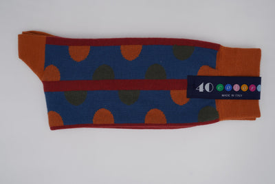 Bild von Socken 'Discontinued Dots on Orange' von '40 Colori' aus 80% Baumwolle, 12% Nylon, 8% Elastan