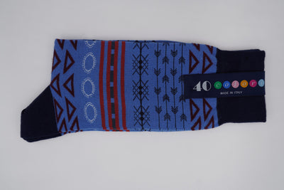 Bild von Socken 'Graphics on Blue' von '40 Colori' aus 80% Baumwolle, 12% Nylon, 8% Elastan