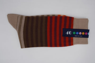 Bild von Socken 'Stripes from Red to Brown' von '40 Colori' aus 80% Baumwolle, 12% Nylon, 8% Elastan