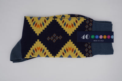 Bild von Socken 'Native Patterns on Dark Blue' von '40 Colori' aus 80% Baumwolle, 12% Nylon, 8% Elastan