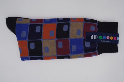 Bild von Socken 'Rounded Boxes on Light Blue' von '40 Colori' aus 80% Baumwolle, 12% Nylon, 8% Elastan