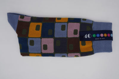 Bild von Socken 'Rounded Boxes on Green' von '40 Colori' aus 80% Baumwolle, 12% Nylon, 8% Elastan