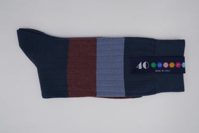 Bild von Socken 'Two Stripes on Blue' von '40 Colori' aus 80% Baumwolle, 12% Nylon, 8% Elastan